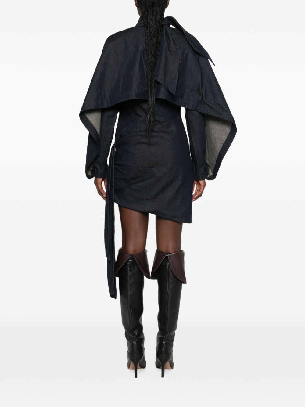 ZIMMERMANN Abito corto drappeggiato in denim blu Night Sky 