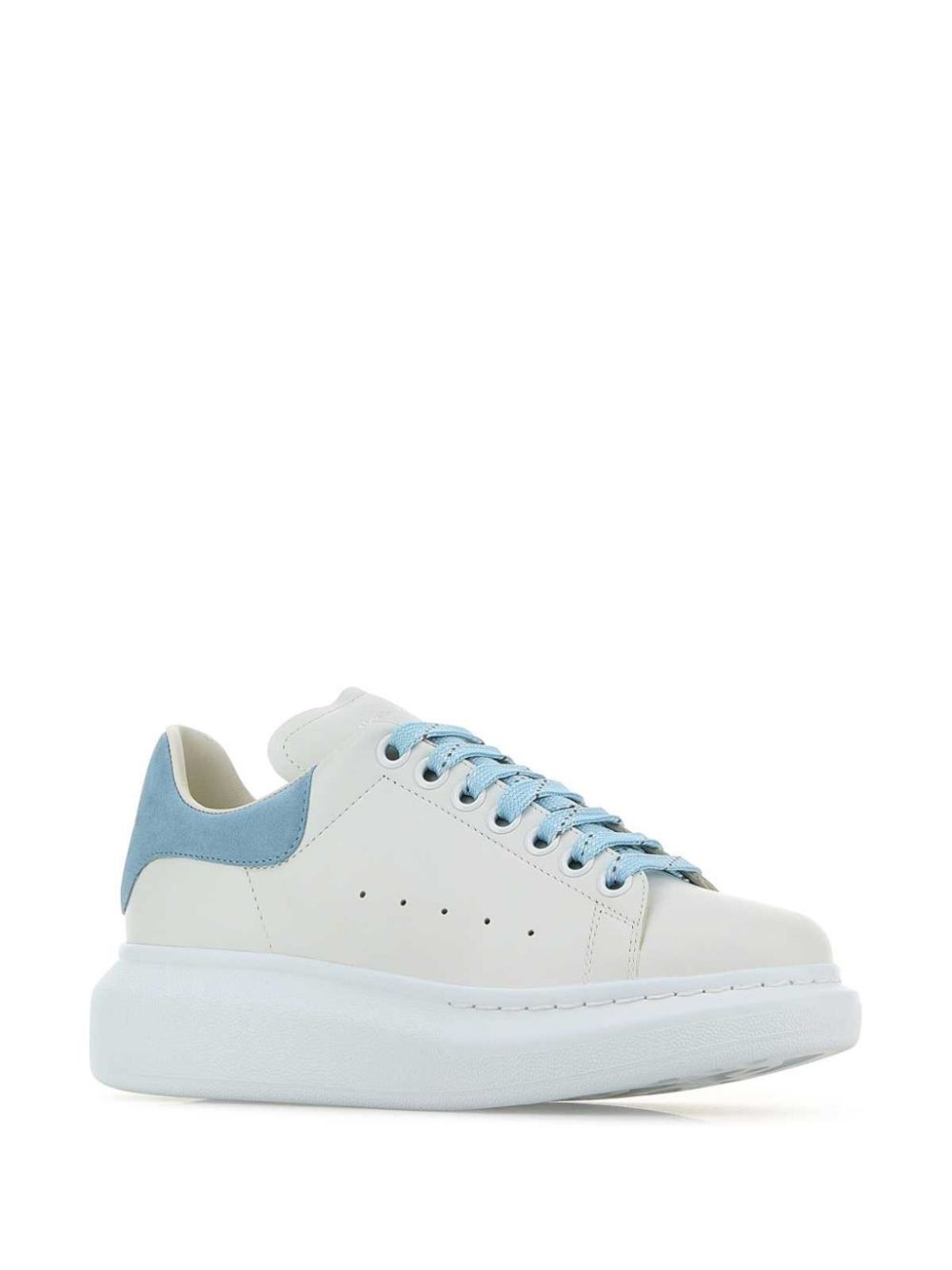 ALEXANDER McQUEEN Sneakers Oversize in pelle di vitello bianca e celeste 