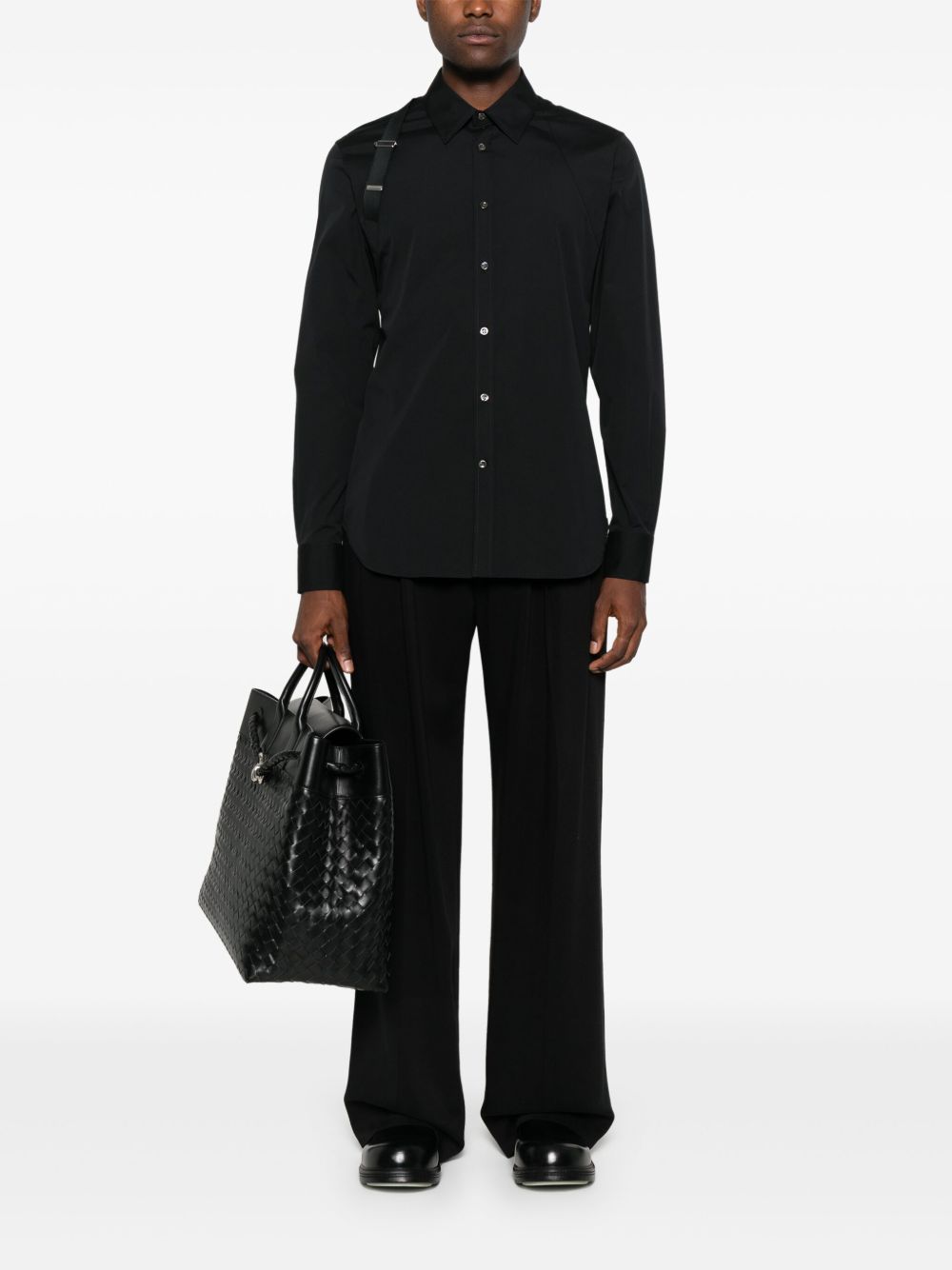 ALEXANDER McQUEEN Camicia 'Harness' con fibbia a T in nero 