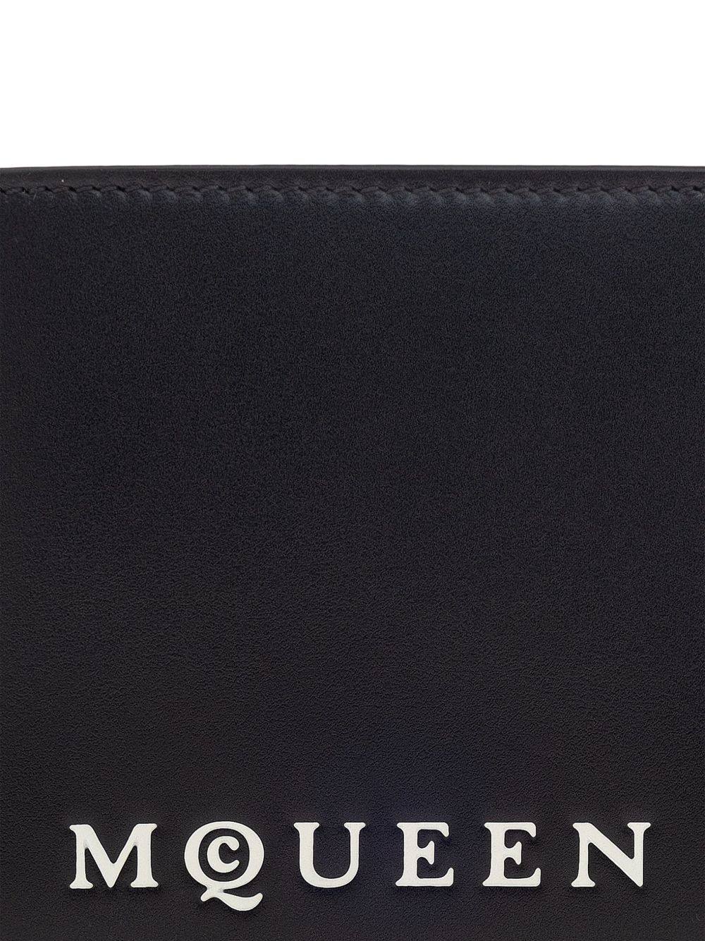 ALEXANDER McQUEEN Portafoglio bifold in pelle liscia con logo 