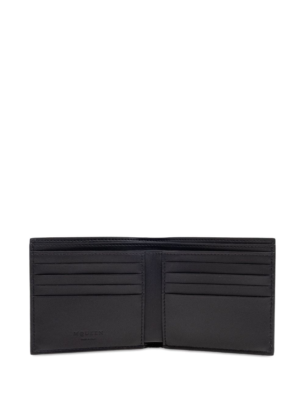 ALEXANDER McQUEEN Portafoglio bifold in pelle liscia con logo 