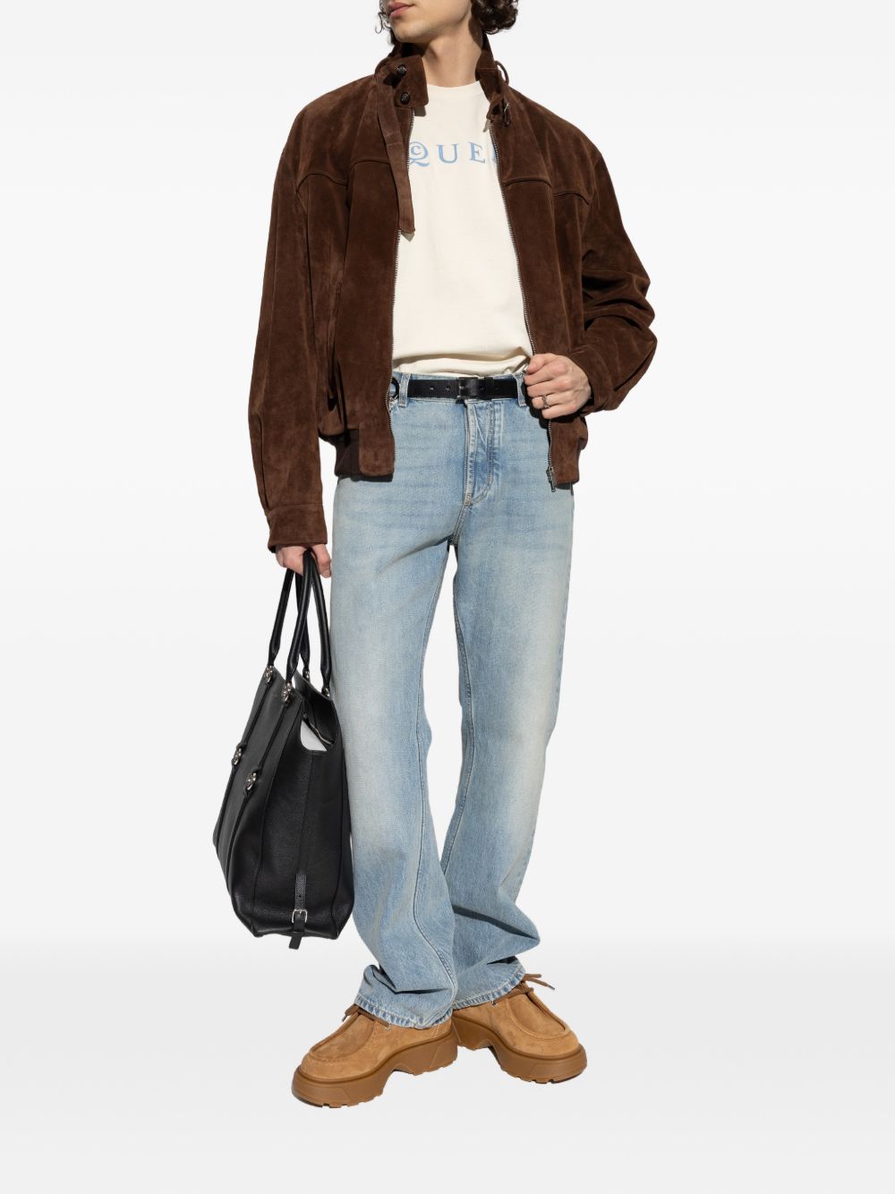 ALEXANDER McQUEEN T-shirt in cotone avorio con logo 