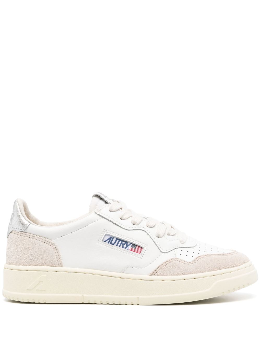 AUTRY Sneakers 'Medalist' in pelle di vitello bianca e argento 