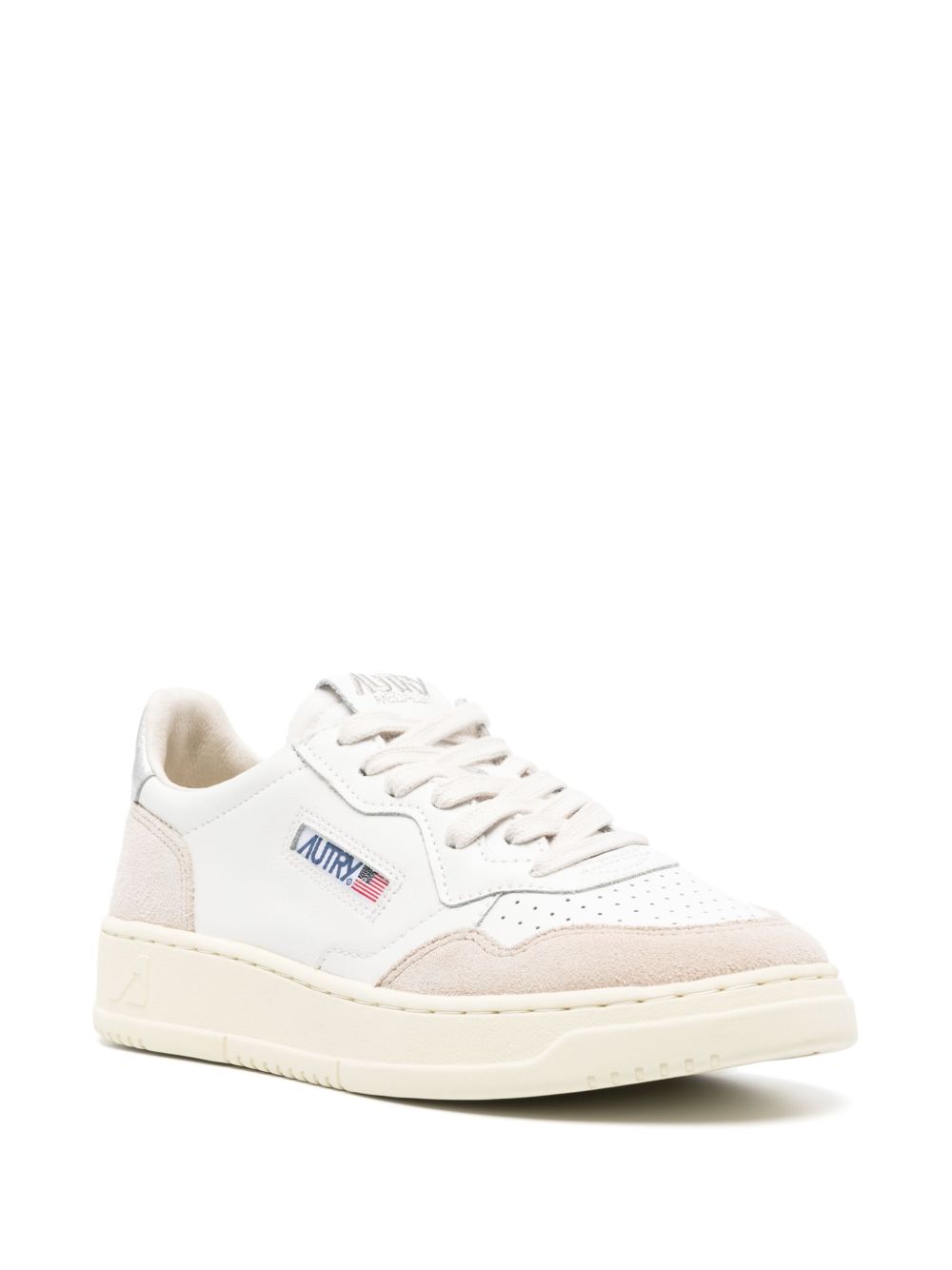 AUTRY Sneakers 'Medalist' in pelle di vitello bianca e argento 