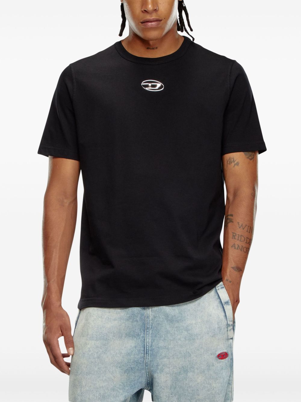 DIESEL T-shirt in cotone nera con logo 