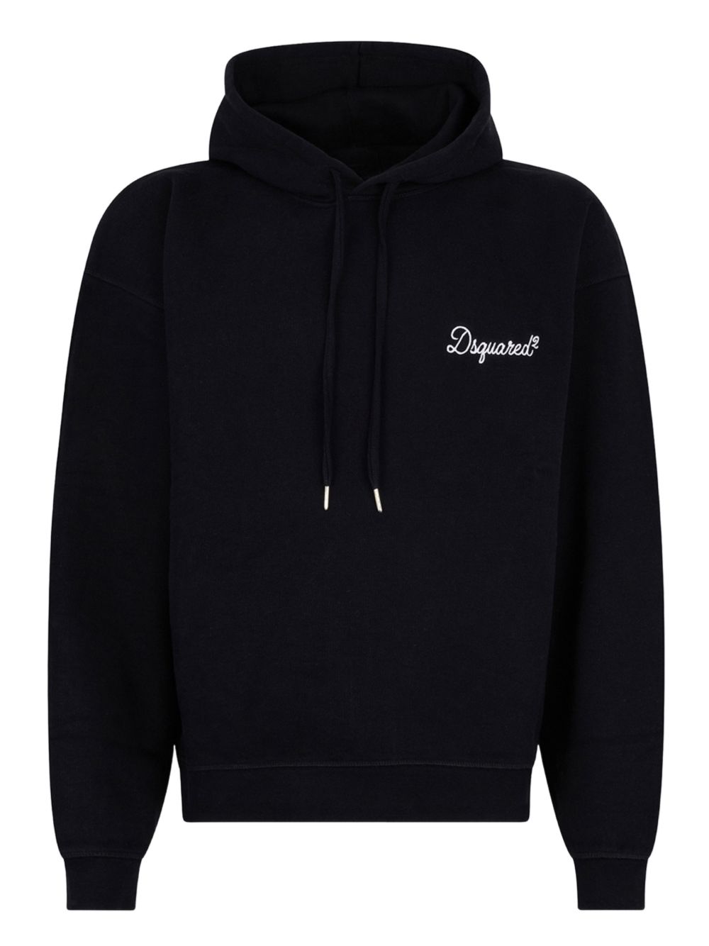 DSQUARED2 Felpa nera in cotone con cappuccio 