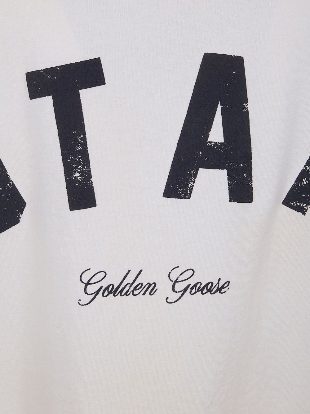 GOLDEN GOOSE T-shirt in cotone avorio a maniche corte 