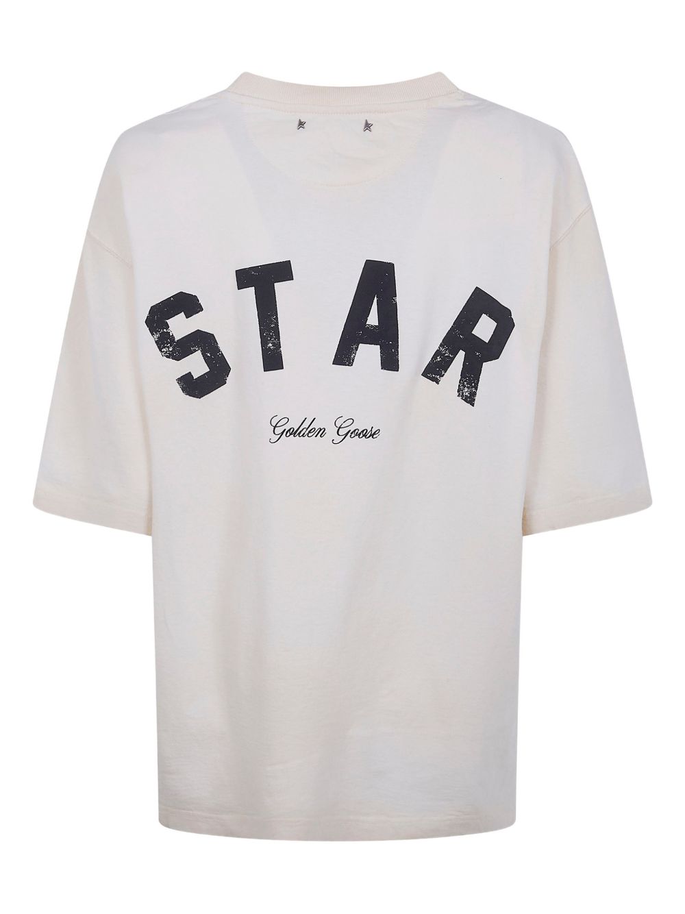 GOLDEN GOOSE T-shirt in cotone avorio a maniche corte 