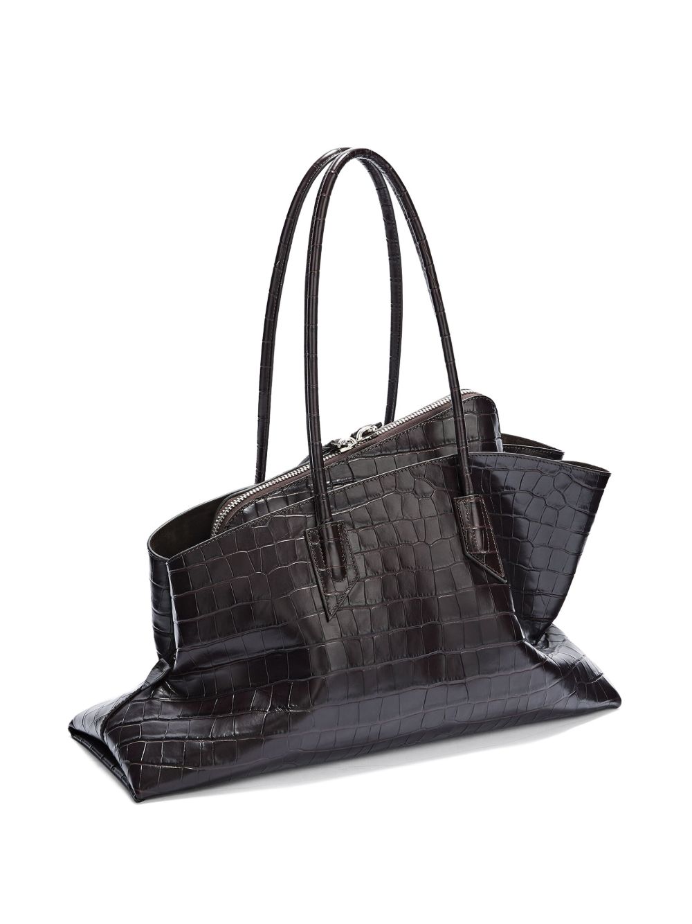 THE ATTICO Borsa a spalla marrone effetto cocco in pelle 'La Passeggiata Medium' 