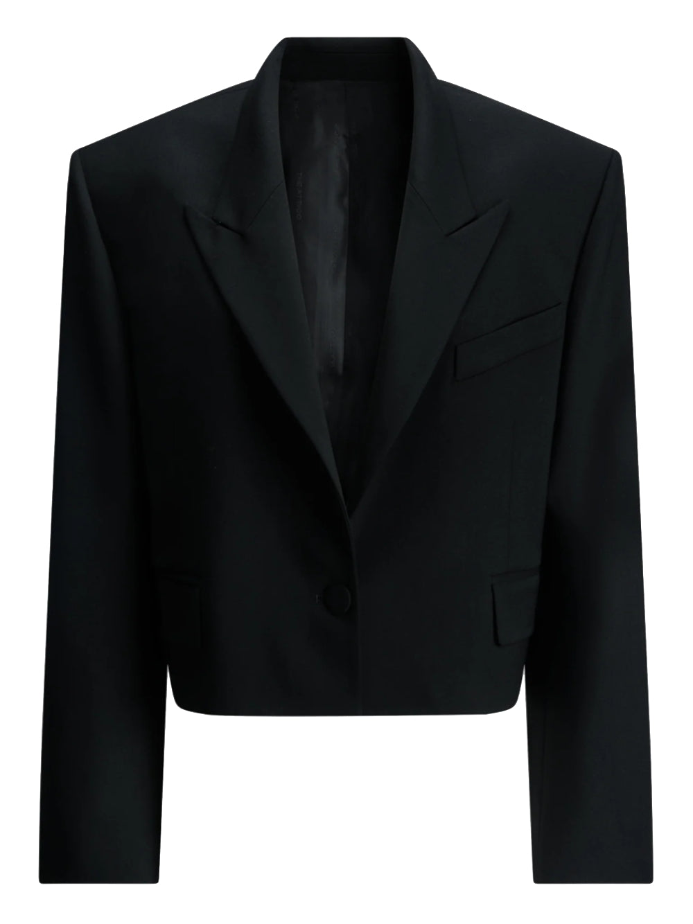 THE ATTICO Superattico10 blazer nero boxy cropped in gabardine di lana 
