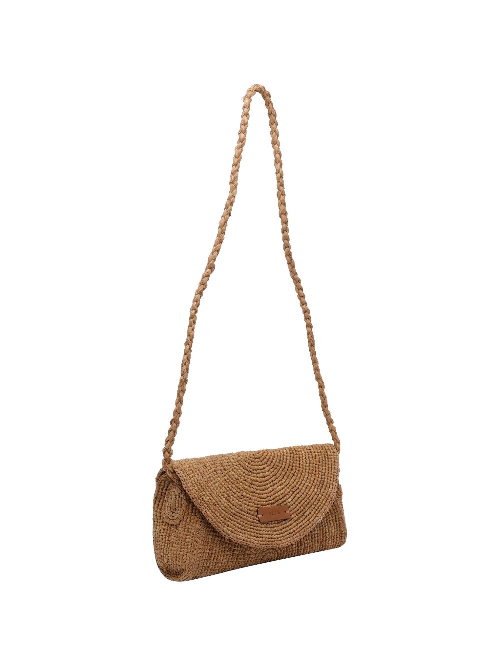 AFAR Borsa a tracolla Samira in rafia color cammello 