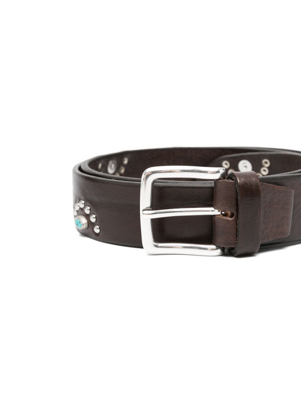 ALBERTO LUTI Cintura in pelle marrone con borchie 