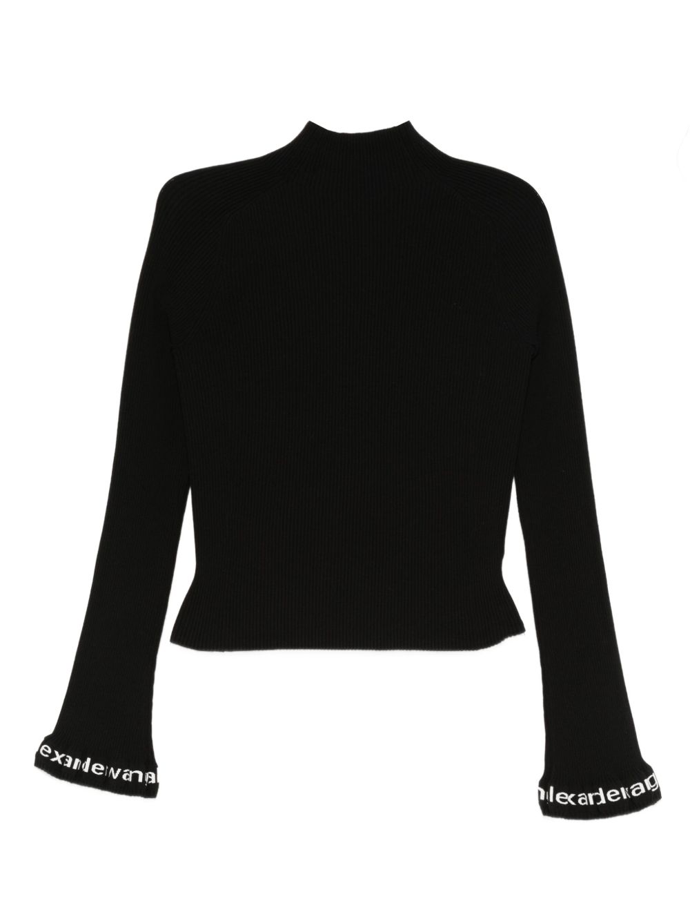 ALEXANDER WANG Maglia nera a collo alto con maniche logo 