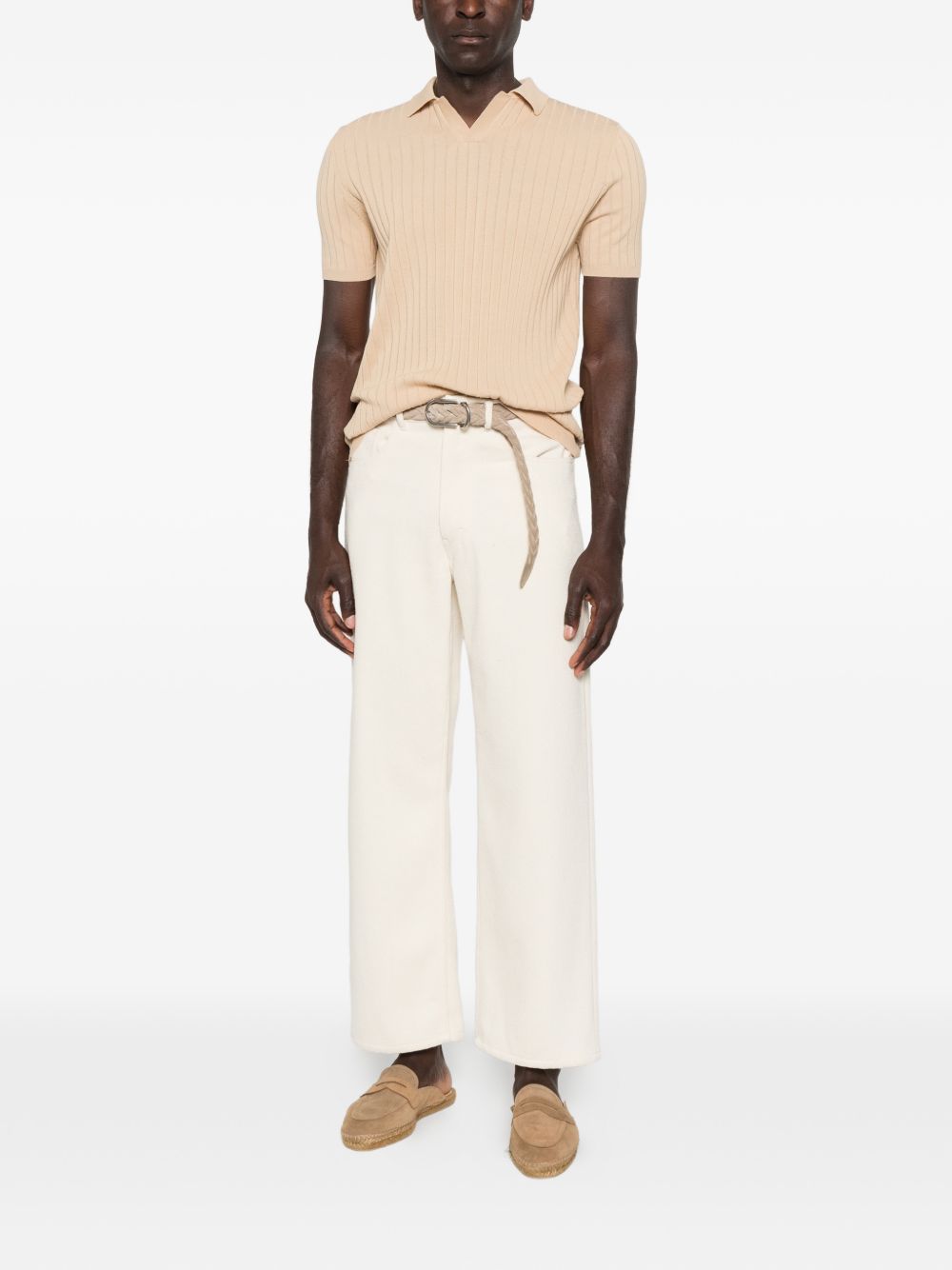 AMARANTO Polo beige a maniche corte 