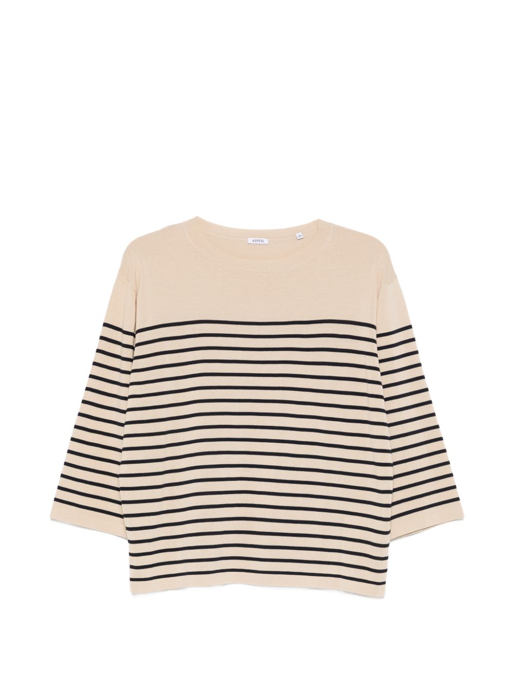 ASPESI Maglia a righe in cotone beige e blu 
