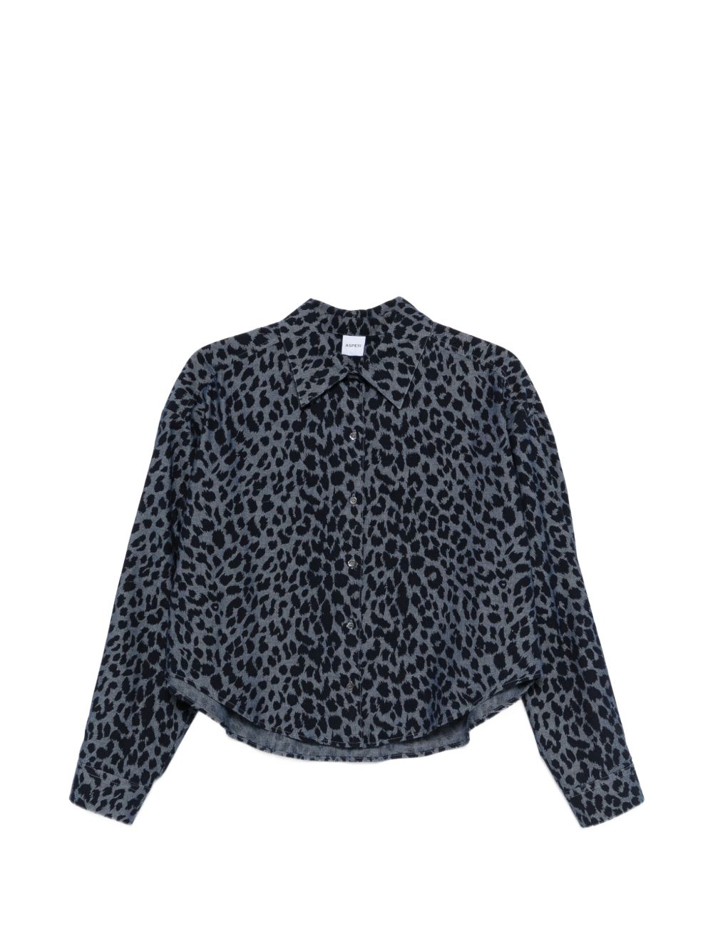 ASPESI Camicia stampa animalier in cotone blu 