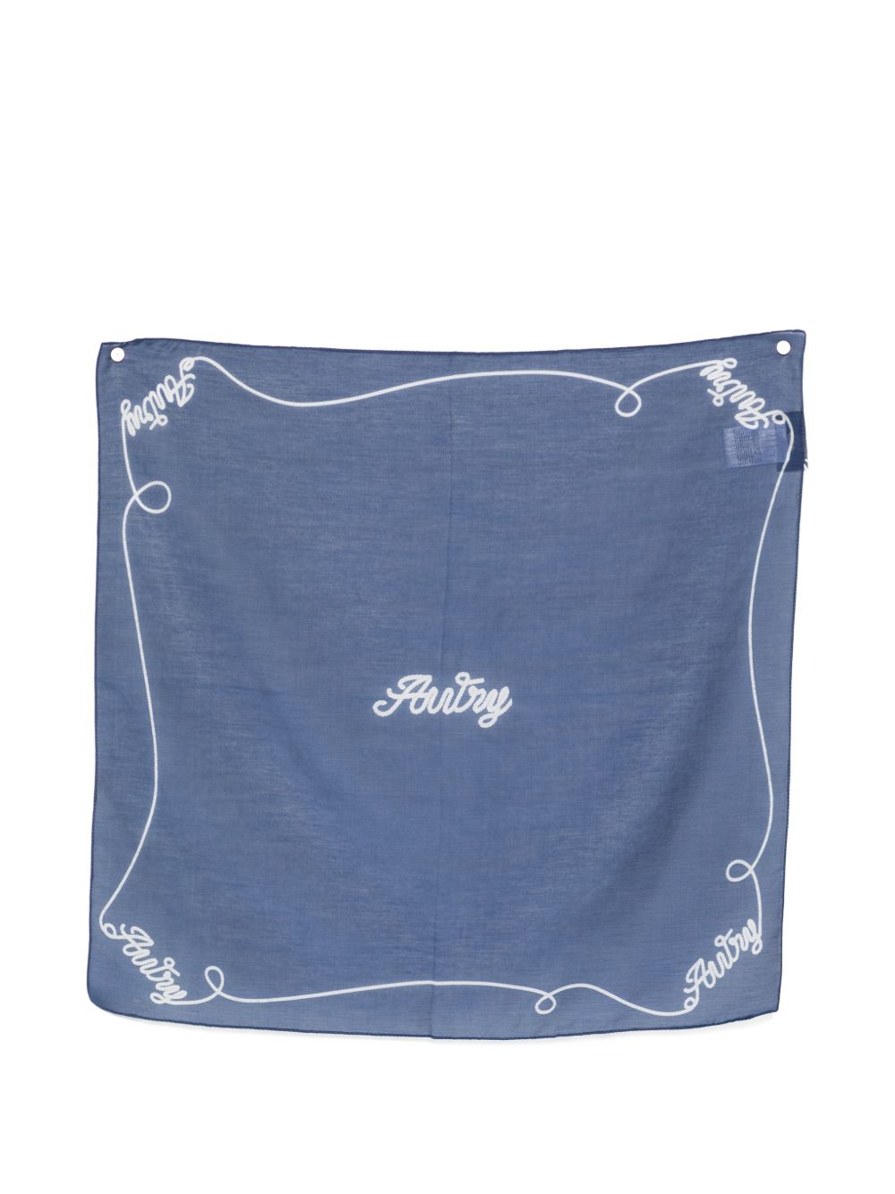 AUTRY Foulard blu con logo cucito in cotone e seta 