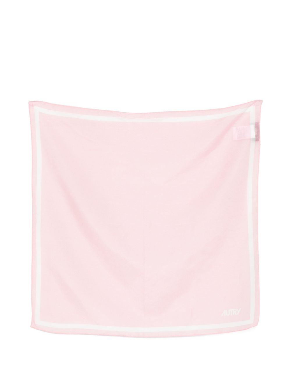AUTRY Foulard rosa chiaro con logo cucito in cotone e seta 