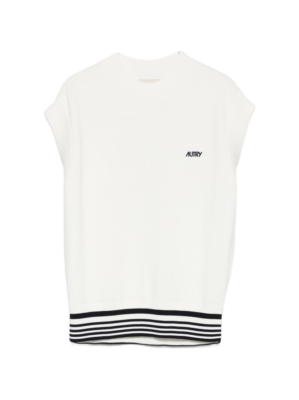 AUTRY Gilet in maglia bianca con scollo girocollo 