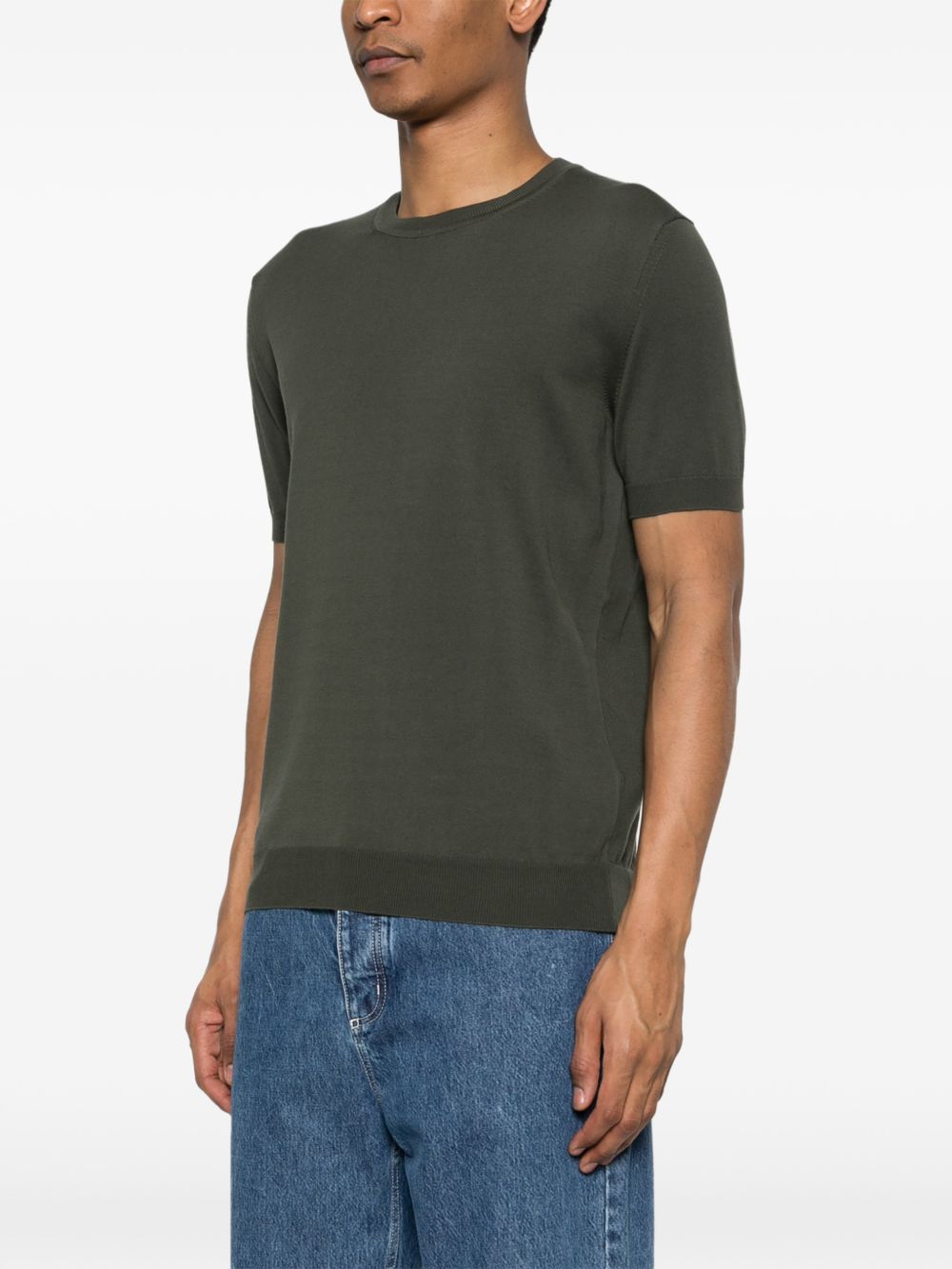 BARACUTA Maglia verde a maniche corte girocollo 