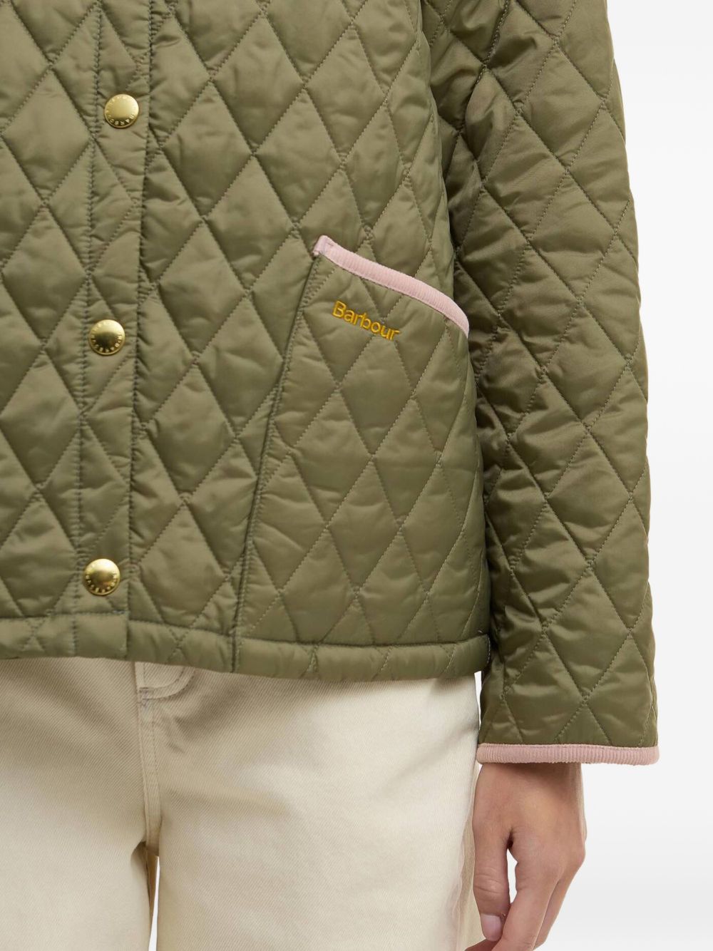 BARBOUR Giacca Icons Cropped Liddesdale verde trapuntata 