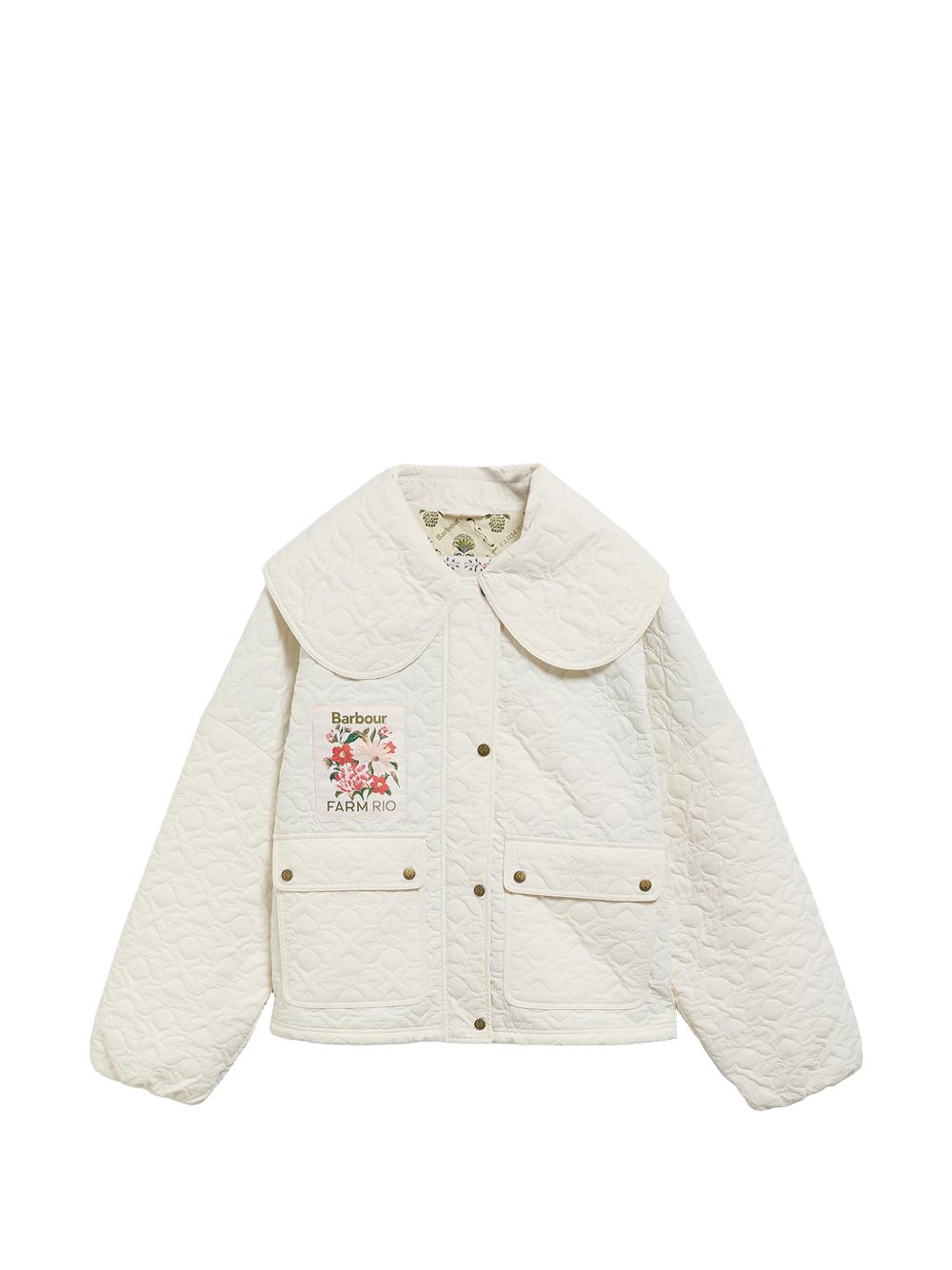 BARBOUR Giacca bianca trapuntata con tasche 