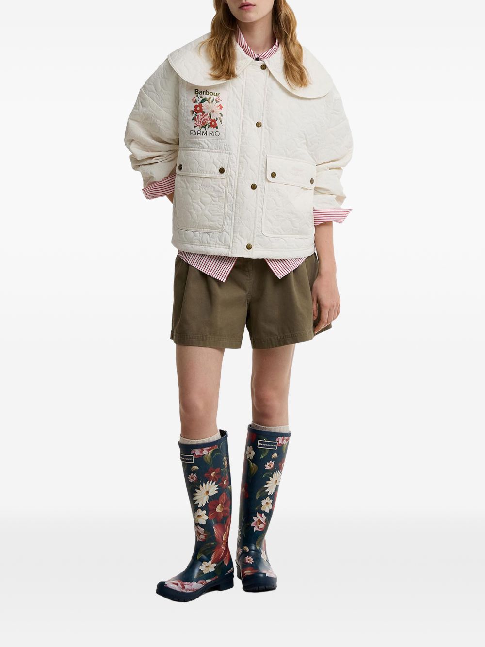 BARBOUR Giacca bianca trapuntata con tasche 