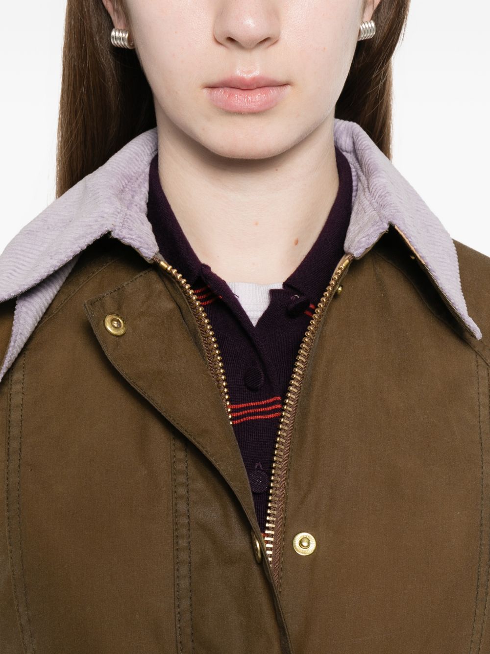 BARBOUR Giacca Beadnell marrone con collo a coste 