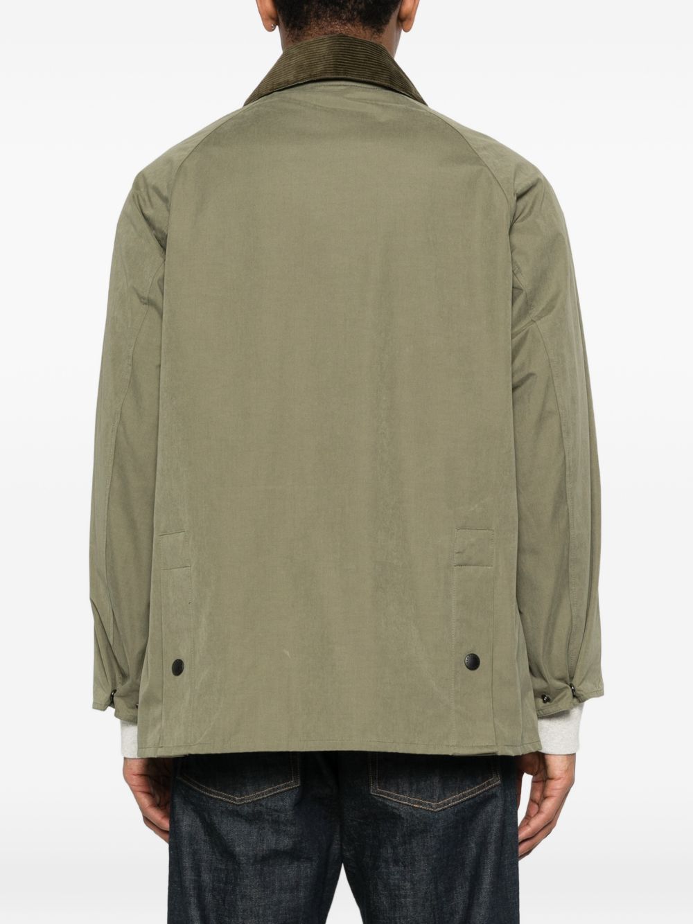 BARBOUR Giacca Bedale verde con colletto in velluto e tasche 