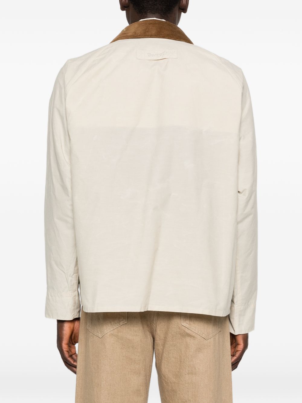 BARBOUR Giacca Icons beige con colletto in velluto a coste 