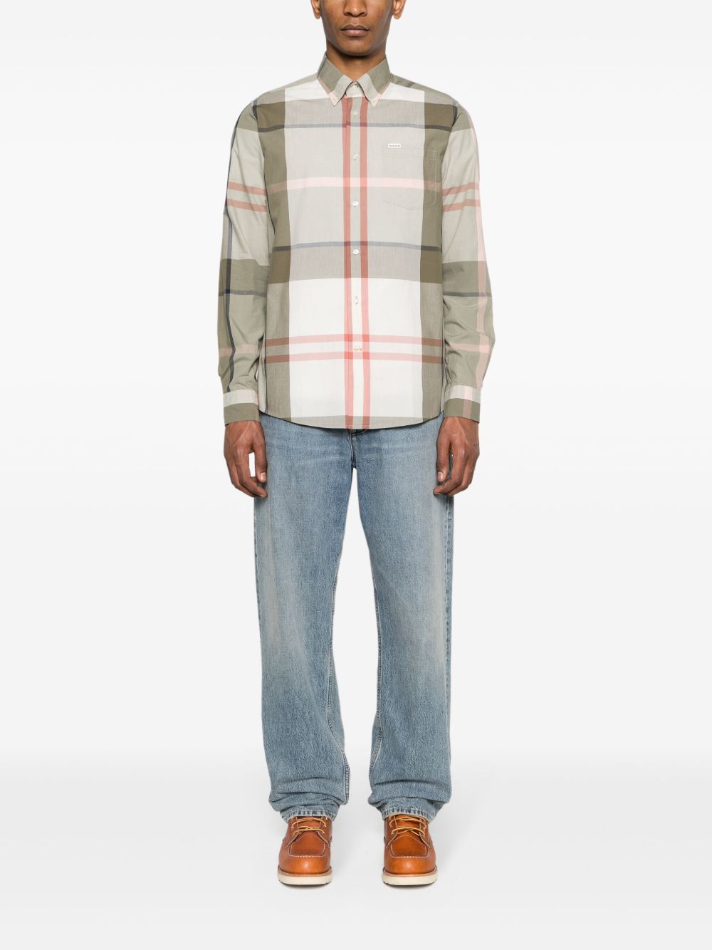 BARBOUR Camicia Glenmore verde oliva in cotone tartan 