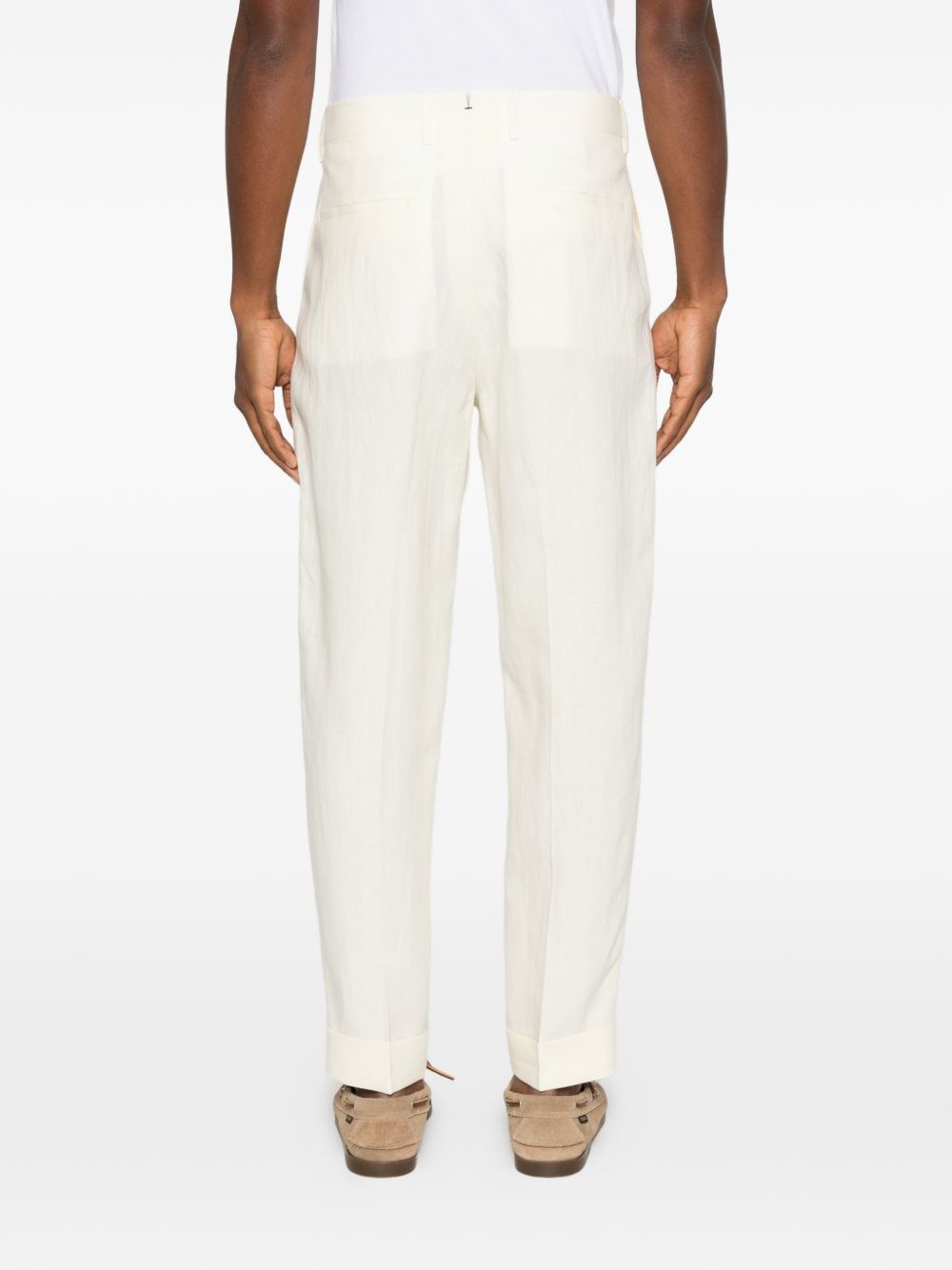 BERWICH Pantaloni Chiaia Long in lino color panna 