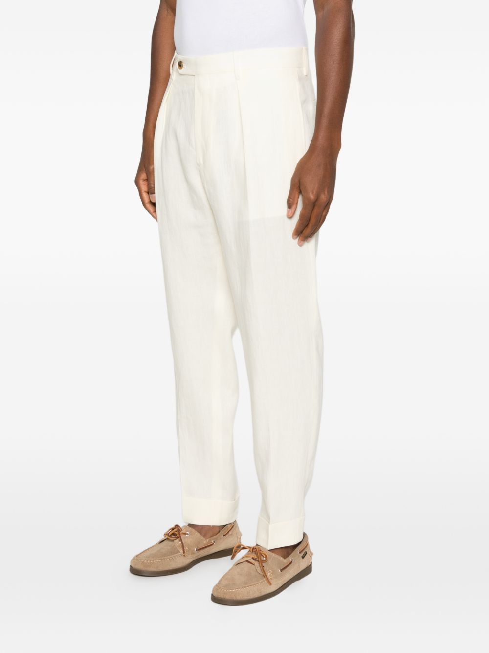 BERWICH Pantaloni Chiaia Long in lino color panna 