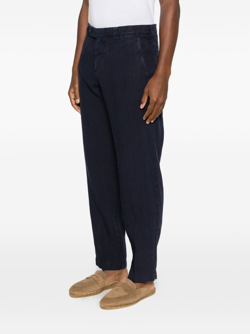 BERWICH Pantaloni blu indigo in lino 