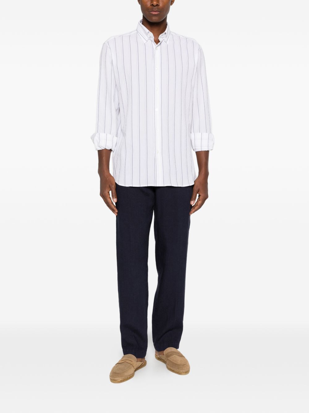 BERWICH Pantaloni blu indigo in lino 