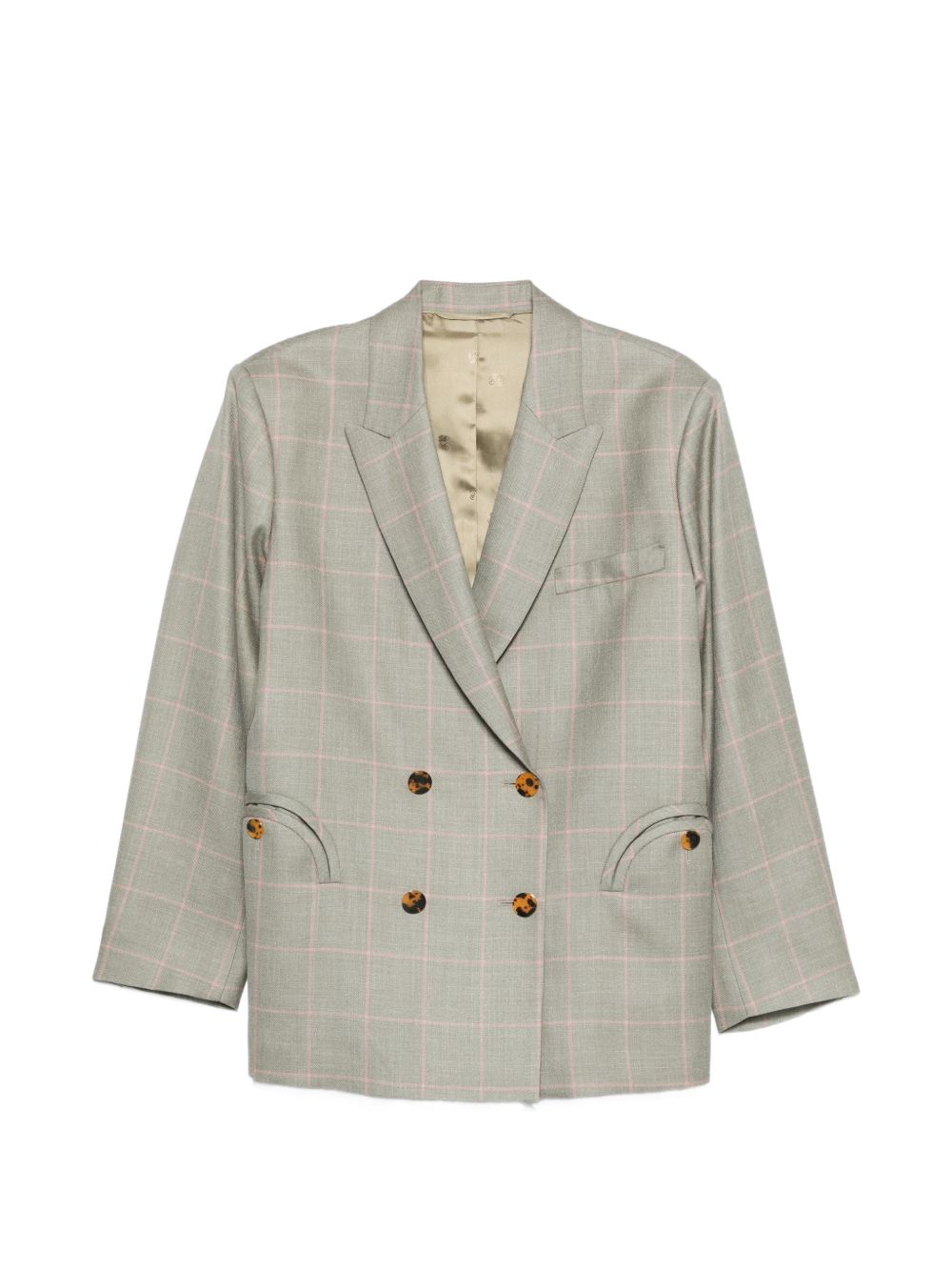 BLAZE Blazer in lana grigio e rosa a quadri 
