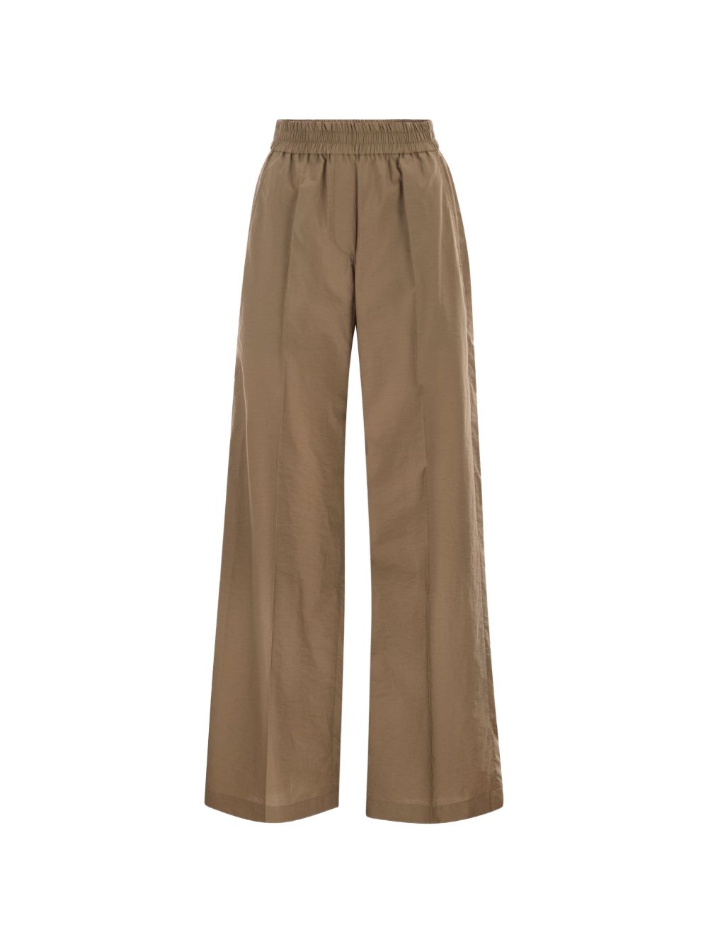 BRUNELLO CUCINELLI Pantaloni in cotone marrone con vita elastica 