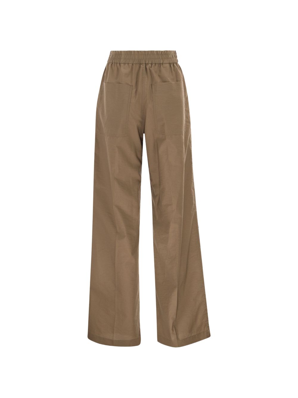 BRUNELLO CUCINELLI Pantaloni in cotone marrone con vita elastica 