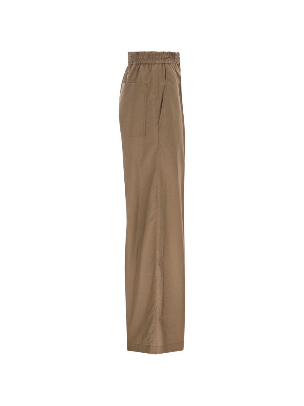 BRUNELLO CUCINELLI Pantaloni in cotone marrone con vita elastica 