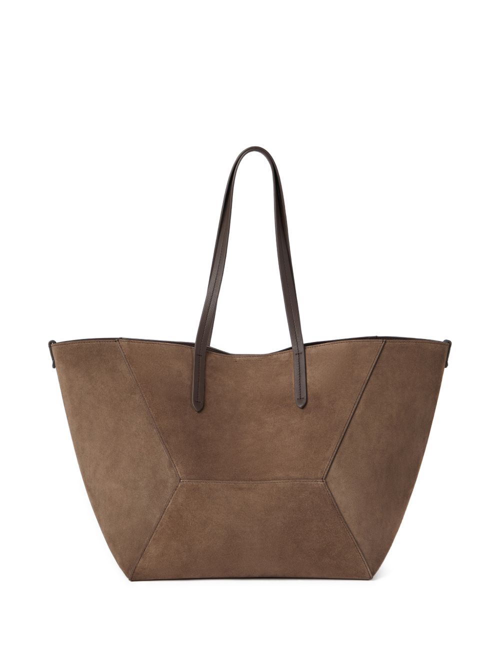 BRUNELLO CUCINELLI Maxi borsa shopping in pelle scamosciata marrone 