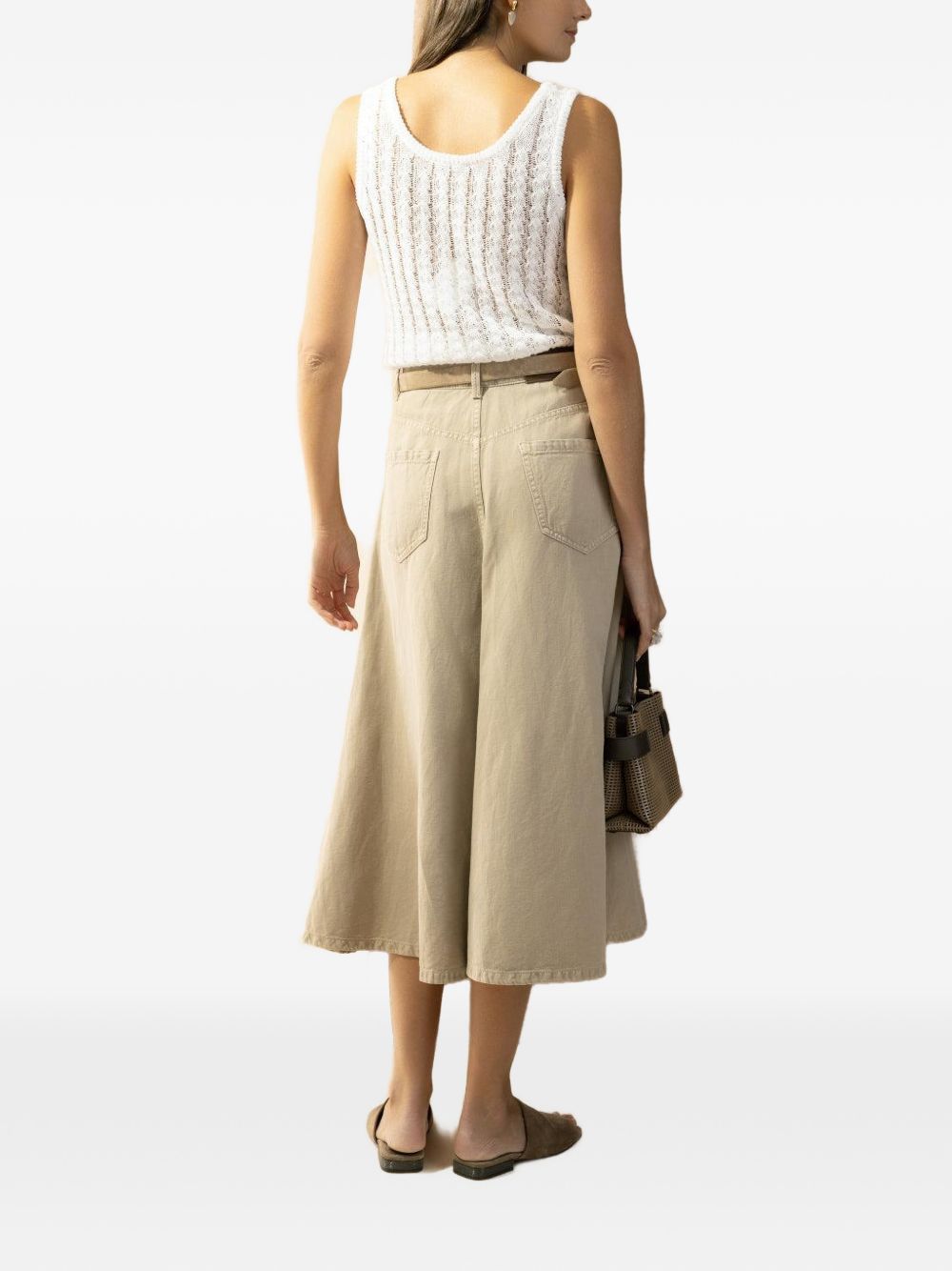 BRUNELLO CUCINELLI Top in lino bianco con strass 