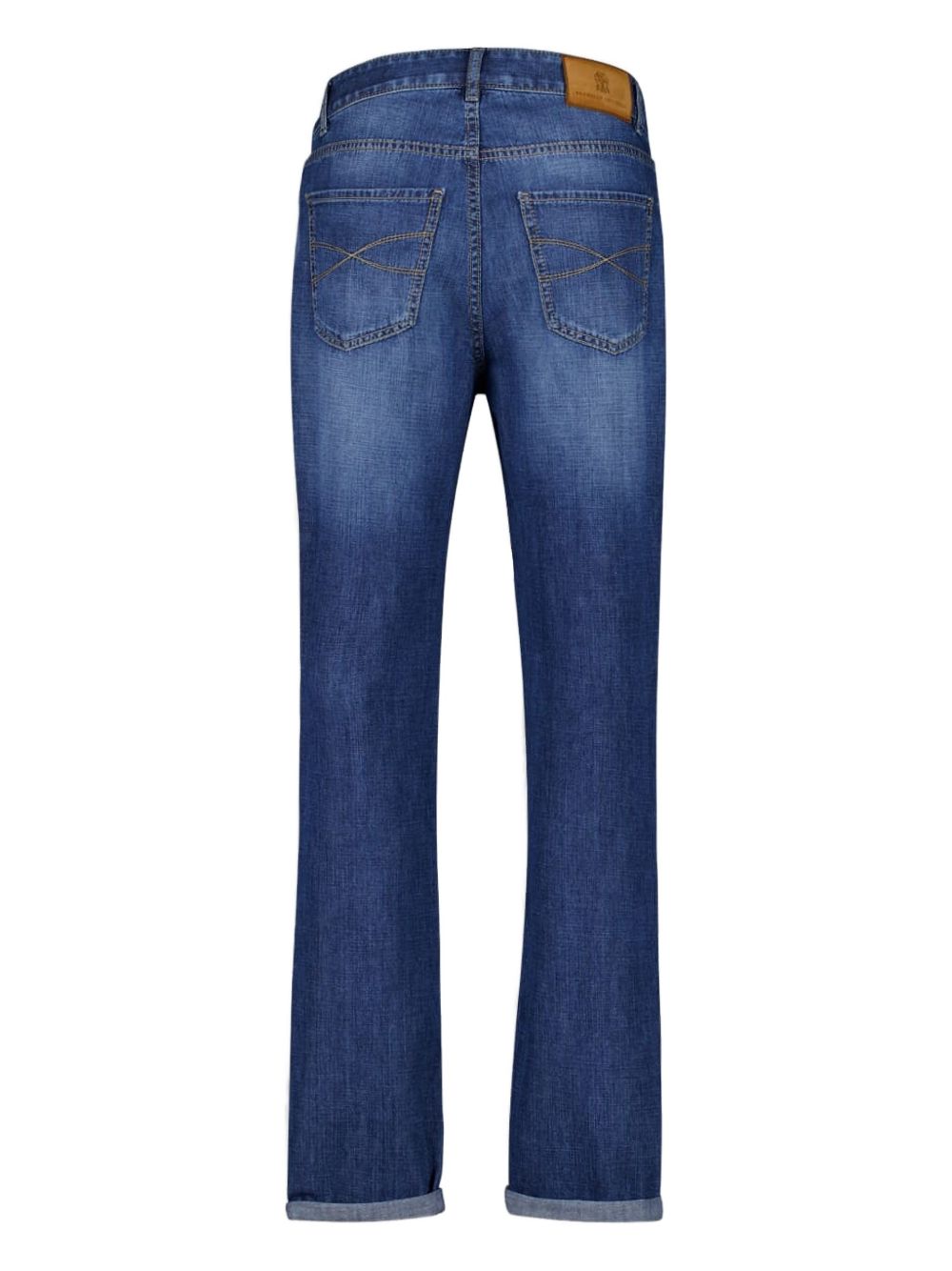 BRUNELLO CUCINELLI Jeans dritti blu effetto wash 