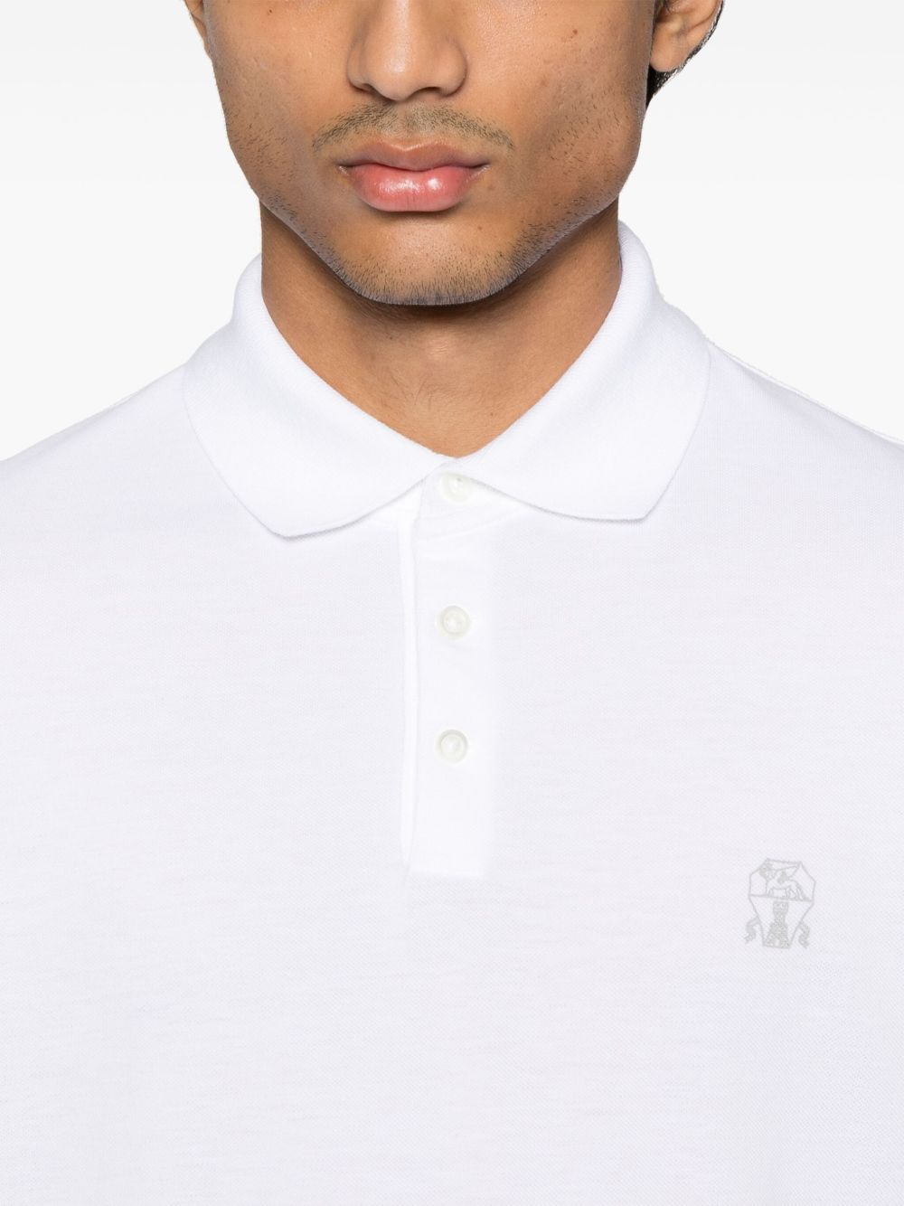 BRUNELLO CUCINELLI Polo in cotone bianco con logo 