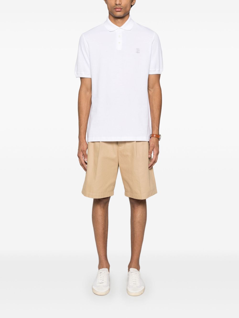 BRUNELLO CUCINELLI Polo in cotone bianco con logo 