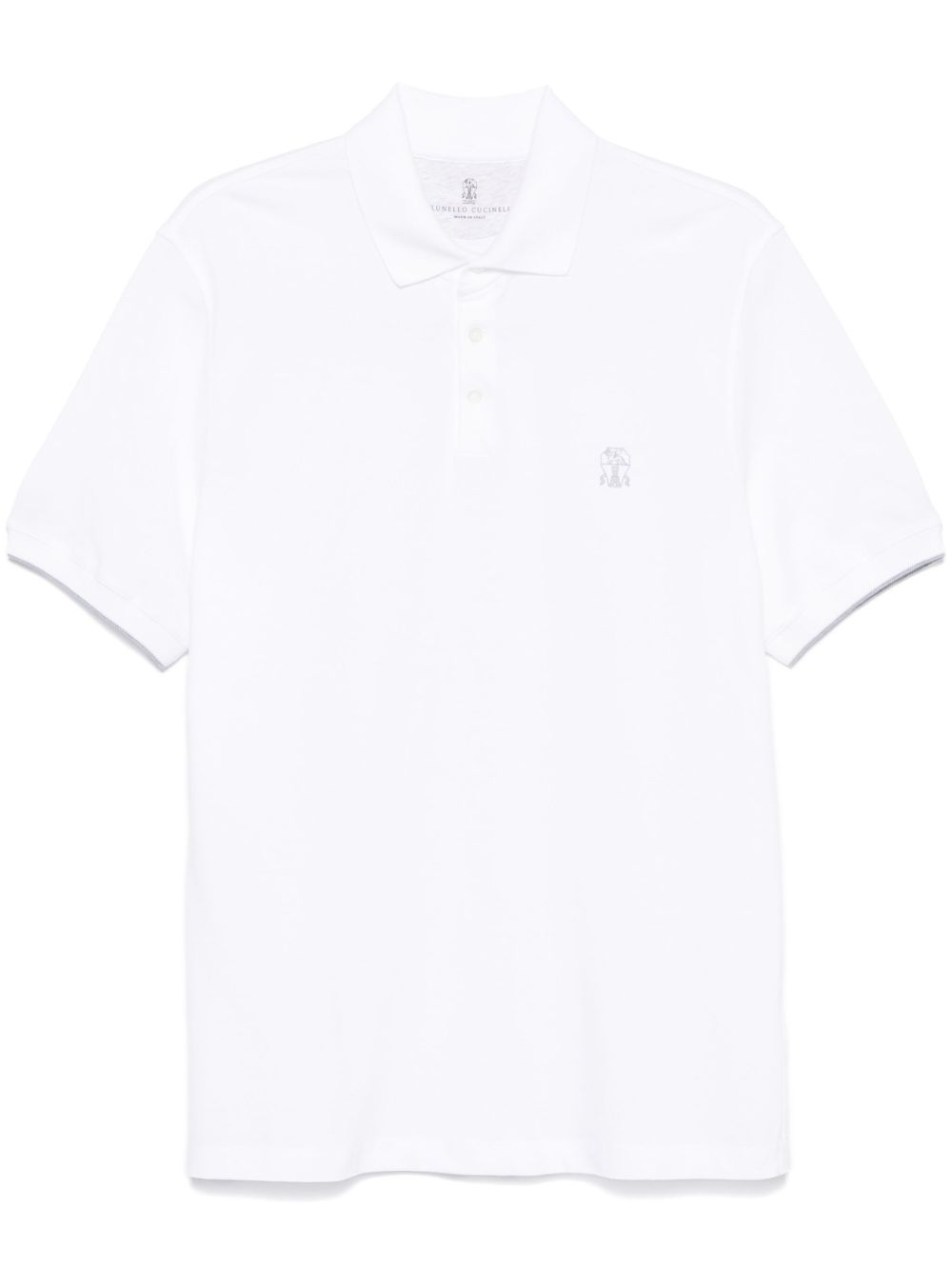 BRUNELLO CUCINELLI Polo in cotone bianco con logo 