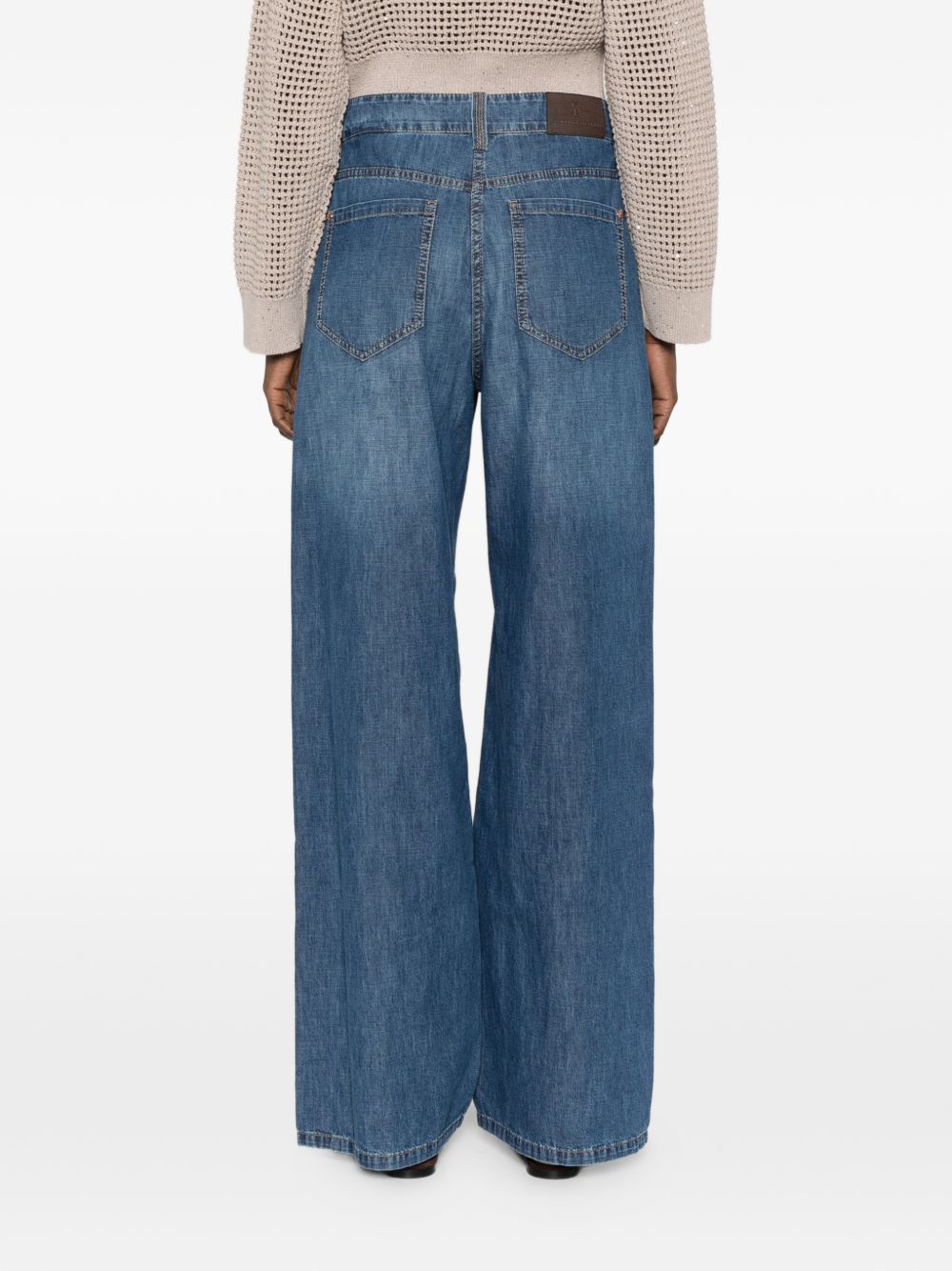BRUNELLO CUCINELLI Jeans a gamba larga in denim blu 