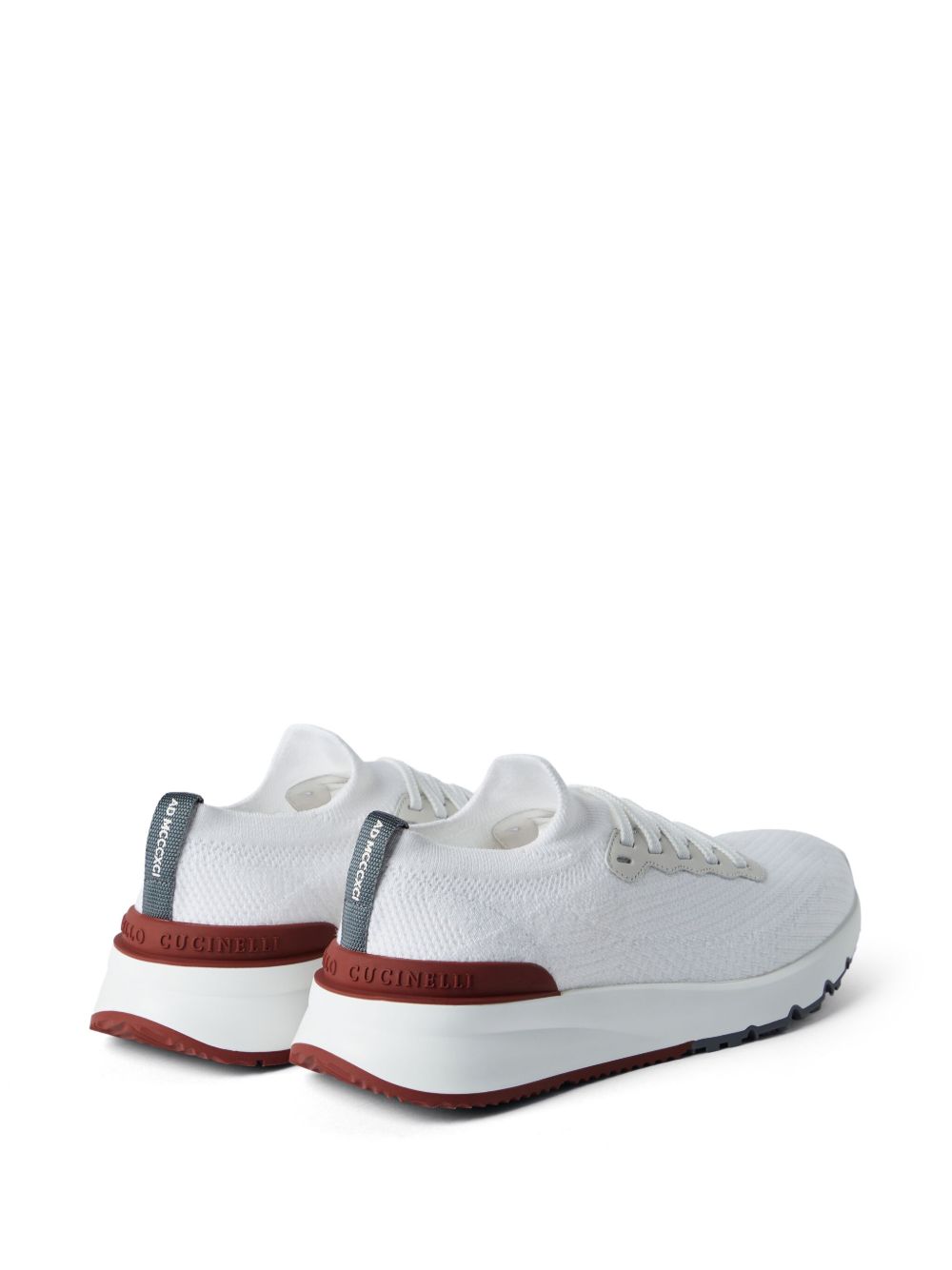 BRUNELLO CUCINELLI Sneakers in maglia chiné bianca 