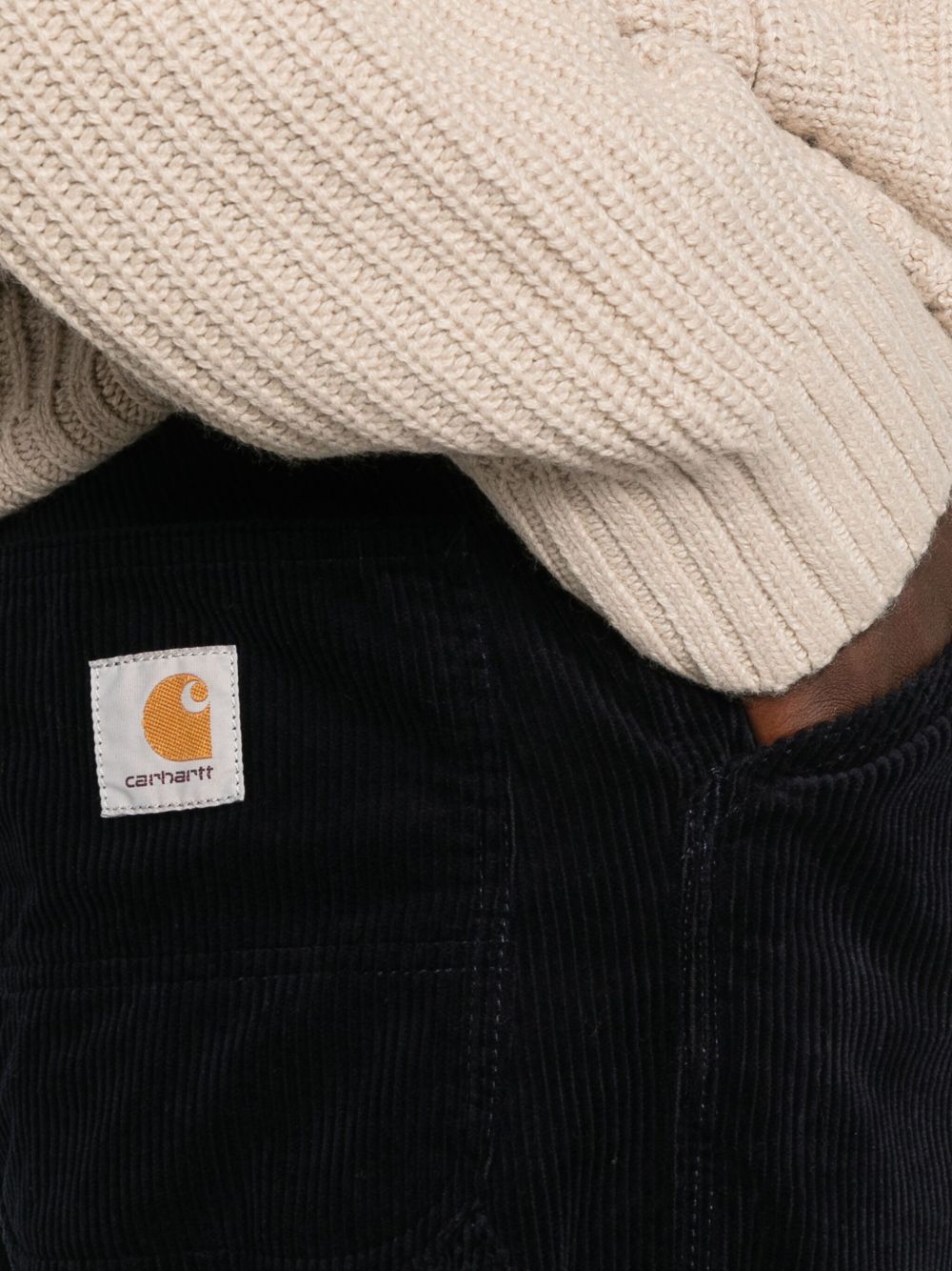 CARHARTT WIP Pantaloni 'Single Knee' a coste in velluto nero 
