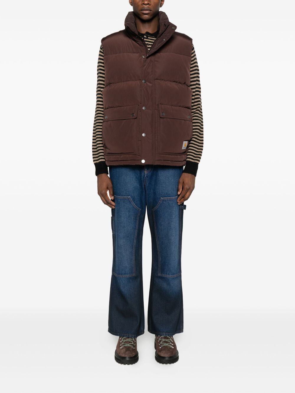 CARHARTT WIP Gilet imbottito marrone con tasche 