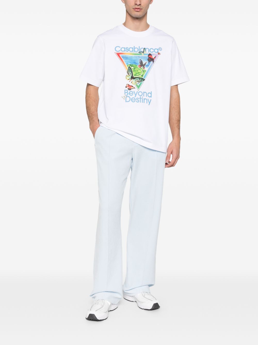 CASABLANCA T-shirt in cotone bianco con stampa e logo 